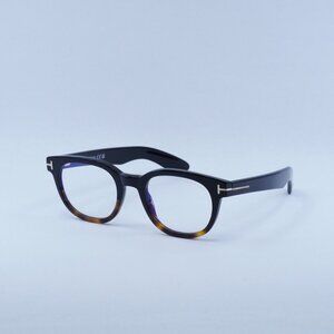Tom Ford FT5807-B 005 Eyeglasses Black/Havana 50mm Square Frame, Blue Light Bloc